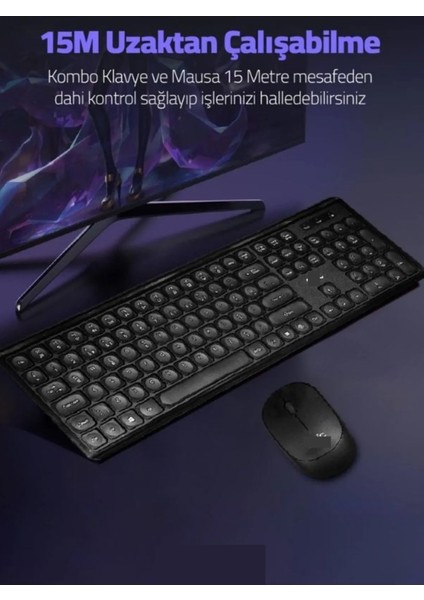 Premium Kalite Kablosuz Klavye ve Mouse Seti Siyah modelleri