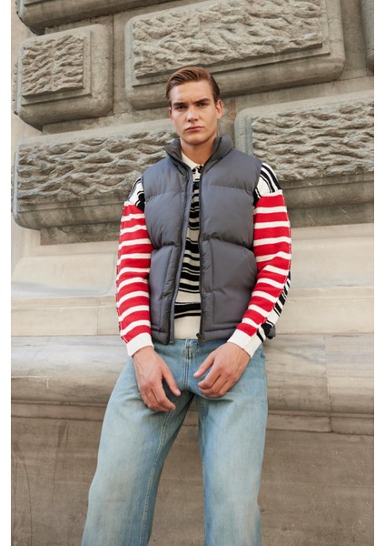 Erkek Dolgulu Şişme Yelek Antrasit - 3656DNGR