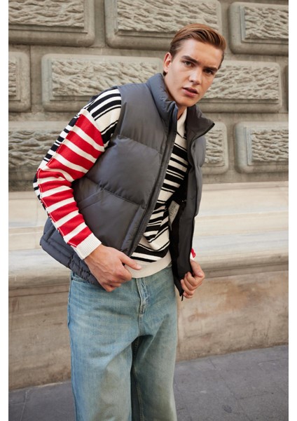 Erkek Dolgulu Şişme Yelek Antrasit - 3656DNGR indirimleri