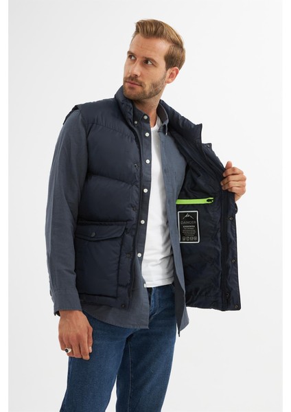 Erkek Cep Detaylı Şişme Yelek Lacivert - 743DNGR