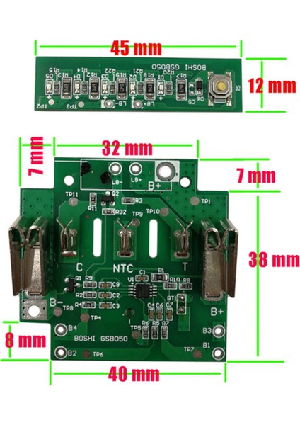 2x Bosch 18 V BAT610 BAT609 BAT618 Lityum Iyon Kutusu Şarj Koruma Devre Pcb (Yurt Dışından)
