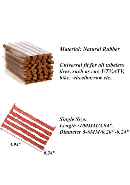 100 Adet Araba Içsiz Lastik Tamir Aracı Kauçuk Şeritler Stiring Fişi Garaj Conta Yama Lastik Bakımı Için Evrensel (Yurt Dışından)
