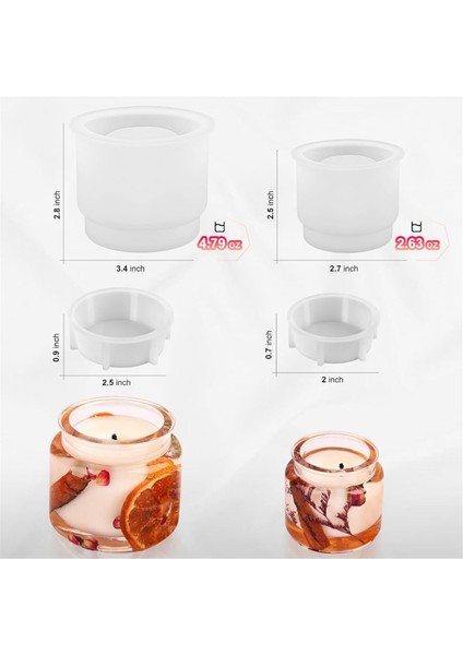 Kavanoz Silikon Kalıbı, Kapaklı Kavanoz Reçine Kalıbı, 2 Takım Farklı Ebatlarda Mum Kavanoz Kalıbı, Epoksi Reçine Döküm Kalıbı (Yurt Dışından)