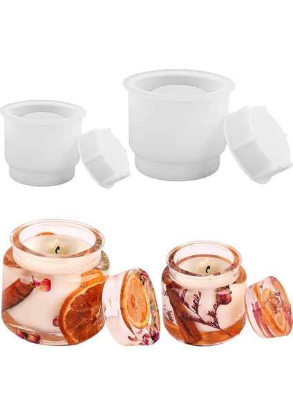 Kavanoz Silikon Kalıbı, Kapaklı Kavanoz Reçine Kalıbı, 2 Takım Farklı Ebatlarda Mum Kavanoz Kalıbı, Epoksi Reçine Döküm Kalıbı (Yurt Dışından) fırsatları
