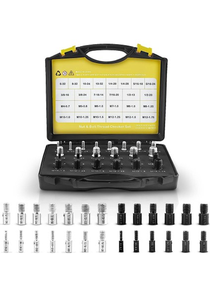 26 Adet Somun ve Cıvata Diş Kontrol Cihazı - Kapalı Alanlarda Sabit Cıvataları Veya Dişli Delikleri Tespit Etmek Için Uygun Diş Ölçer (Yurt Dışından)