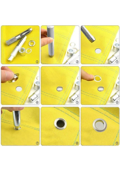 12MM Grommet Alet Kiti, 100 Takım Grommets Kuşgözü Delme Takımı, Branda Tamir Takımı, Kumaş Perdeler Için Deri Ayakkabı Çantası (Yurt Dışından)
