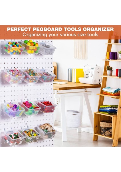 6 Paket Pegboard Şeffaf Kutular, Pegboard Kovaları Kancalar, Dıy Pegboard Aksesuarları, Tezgah Küçük Kutular Fit 1/4 -1/8 Peg Board (Yurt Dışından)