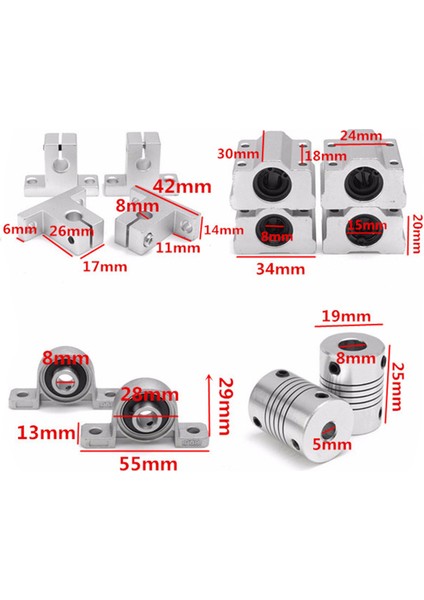 45 Adet 200MM Optik Eksen Kılavuz Rulman Muhafazaları Alüminyum Ray Mil Kurşun Vida Çubuk Slayt Burç Şaft Kaplini (Yurt Dışından)
