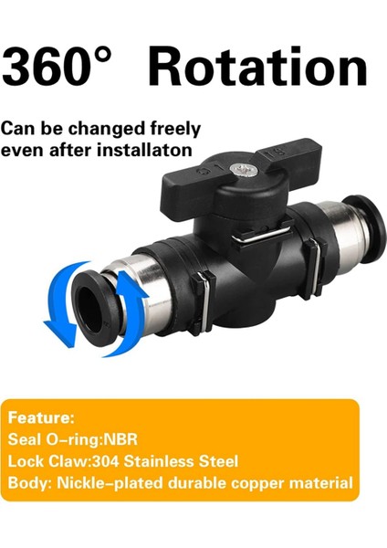 8mm Itmeli Bağlantı Vanası Küresel Vana 8mm Hava Akış Kontrol Vanası Hızlı Bağlantı Vanası Boru Bağlantı Parçaları 3'lü Paket (Yurt Dışından) modelleri