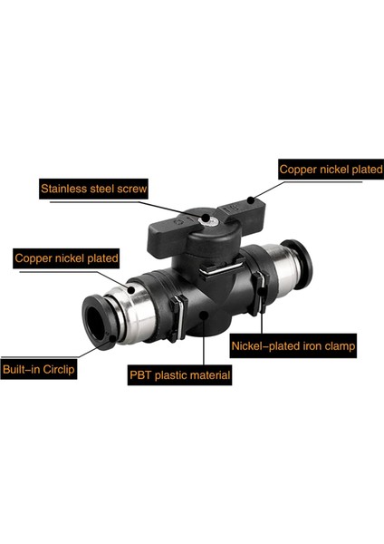 8mm Itmeli Bağlantı Vanası Küresel Vana 8mm Hava Akış Kontrol Vanası Hızlı Bağlantı Vanası Boru Bağlantı Parçaları 3'lü Paket (Yurt Dışından) indirimleri