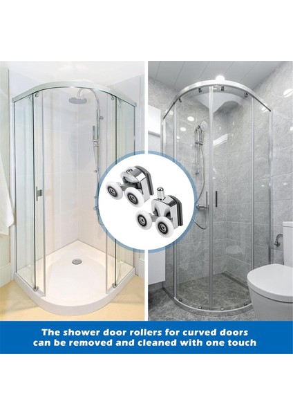 Kavisli Duş Kapı Silindirleri, 8 Adet Duş Cam Kapı Silindirleri, Kavisli Banyo Için Yedek Duş Kapı Tekerlekleri (Yurt Dışından)