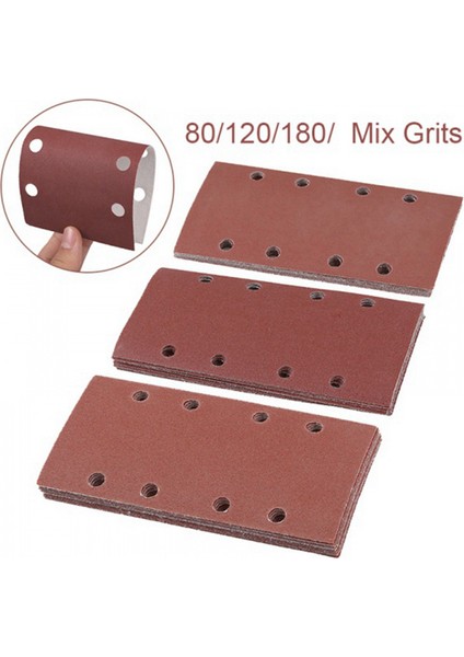 60 Adet Zımpara Pedleri, Zımpara Kağıdı Cırt Cırtlı Kum Kağıdı 95X185MM Delikli 8 Delikli Grit 80/120/180 Fit Sheet (Yurt Dışından)