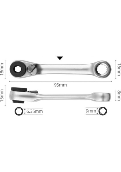 Mini 1/4 Çift Uçlu Hızlı Soket Cırcır Anahtarı Çubuk Tornavida Bit Araçları Cırcır Kolu Anahtarı (Yurt Dışından)