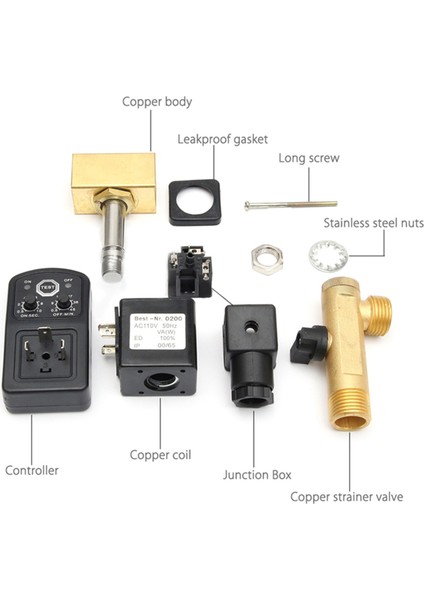 3x 1/2 Inç DN15 Elektrikli Zamanlayıcı Otomatik Su Vanası Solenoid Elektronik Tahliye Vanası Hava Kompresörü Yoğuşma (Yurt Dışından)