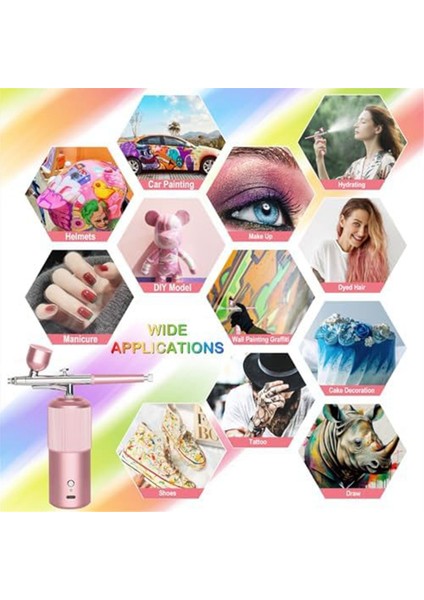 Airbrush Seti - Şarj Edilebilir El Tipi Airbrush Kompresörü, Tırnak Sanatı, Kozmetik, Pasta Süsleme Için Akülü Otomatik (Yurt Dışından)