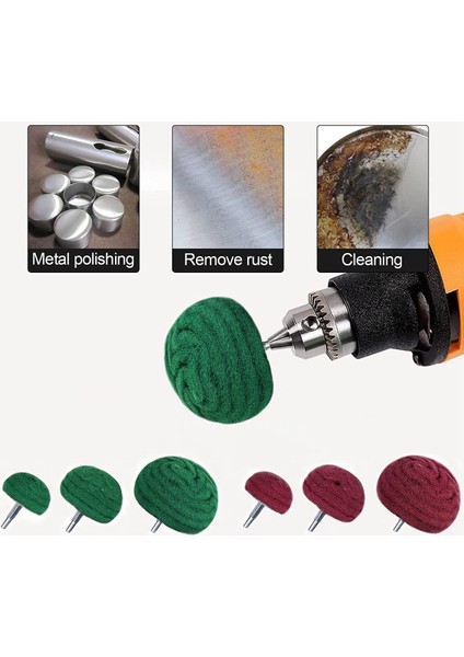 6 Adet Kubbe Tipi Zımpara Paspas Parlatma Pedi, Naylon Elyaf Parlatma Tekerleği, 180 Tane 320 Tane ile Karıştırılmış (Kırmızı + Yeşil Karışık) (Yurt Dışından)