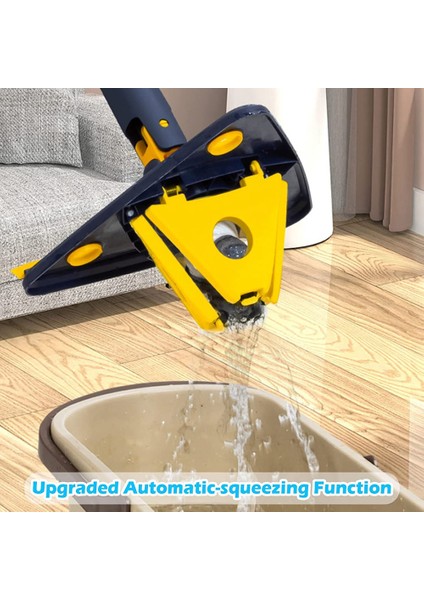 360° Dönebilen Ayarlanabilir Temizlik Mopu - Otomatik Su Sıkma Fonksiyonlu Geliştirilmiş Üçgen Temizlik Mopu Mop Beyaz (Yurt Dışından)