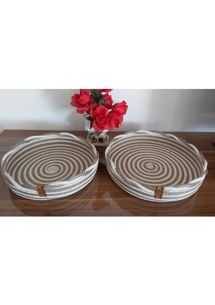 2'li Hasır Sepet Düzenleyici Organizer Dekorasyon Hediyelik - 30X5CM/25X5CM