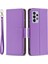Samsung Galaxy A33 Için 5g Litchi Doku Pu Deri Deri Telefon Kılıfı Cüzdan Düz Renk Anti-Fall Telefon Kapağı Strap-Purple ile (Yurt Dışından) 2