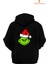 Grinch Baskılı 3 Iplik Unisex Siyah Kapişonlu Sweatshirt 3