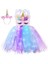 Mavi L (5-6 T) LED Parlayan Işık Çocuk Kız Tek Boynuzlu At Elbiseler Tutu Prenses Elbise Unicorn Doğum Günü Partisi Dans Mini Etek Kostüm Cosplay Dekor (Yurt Dışından) 1