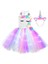 Mavi L (5-6 T) LED Parlayan Işık Çocuk Kız Tek Boynuzlu At Elbiseler Tutu Prenses Elbise Unicorn Doğum Günü Partisi Dans Mini Etek Kostüm Cosplay Dekor (Yurt Dışından) 4