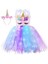 Mavi L (5-6 T) LED Parlayan Işık Çocuk Kız Tek Boynuzlu At Elbiseler Tutu Prenses Elbise Unicorn Doğum Günü Partisi Dans Mini Etek Kostüm Cosplay Dekor (Yurt Dışından) 5