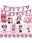 Saç Bandı-6 Adet Minnie Mouse Çıkartmalar Doğum Günü Partisi Dekor Pembe Minnie Tek Kullanımlık Sofra Kağıt Tabaklar Banner Masa Örtüsü Bebek Duş Malzemeleri (Yurt Dışından) 4