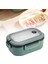 1200ML Bento Box Öğle Yemeği Kabı 2 Katlı 3 Bölmeli Mühürlü Hafif Yeşil (Yurt Dışından) 5