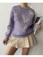 Lila Nakışlı Kısa Sweatshirt 26071 2