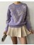 Lila Nakışlı Kısa Sweatshirt 26071 4