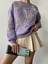 Lila Nakışlı Kısa Sweatshirt 26071 5