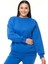 Kadın Büyük Beden Basıc Şardonlu Mavi Sweatshirt 1