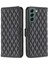 Samsung Galaxy S22+5G Rhombus Desen Için Baskılı Stand Kılıf Mat Pu Deri Deri Flip Cüzdan Kapak Black (Yurt Dışından) 1