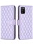 Samsung Galaxy A03S (166.5 x 75.98 x 9.14MM)/A02S (166.5X75.9X9.2MM) Cüzdan Kapağı, Sonbahar Kanıtı Basılmış Eşkenar Dörtgen Desen Standı Mat Pu Deri Kasa-Mor (Yurt Dışından) 1