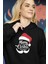 Siyah Merry Christmas Yeniyıl Kapşonlu Sweatshirt 4