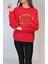 Kadın Kırmızı Bisiklet Yaka Sweatshirt Bluz YY101065 1
