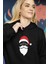 Siyah Merry Christmas Yeniyıl Kapşonlu Sweatshirt 4