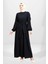 5545 Pilikaşe Kol Detaylı Siyah Tesettür Elbise 1