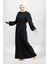 5545 Pilikaşe Kol Detaylı Siyah Tesettür Elbise 2