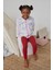 Zincir Desenli Çocuk Tayt Kırmızı 2