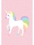 Yıkanabilir Kaymaz Taban Bambu Pamuk Dokuma Halı Pudra Renk ve Unicorn Desenli Çocuk Halısı 2
