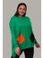 Kadın Büyük Beden Renkli Cepli Ekstra Rahat Kalıp Yeşil Sweatshirt 1