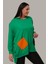 Kadın Büyük Beden Renkli Cepli Ekstra Rahat Kalıp Yeşil Sweatshirt 5