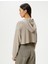 Kapşonlu Crop Sweatshirt Uzun Kollu 4