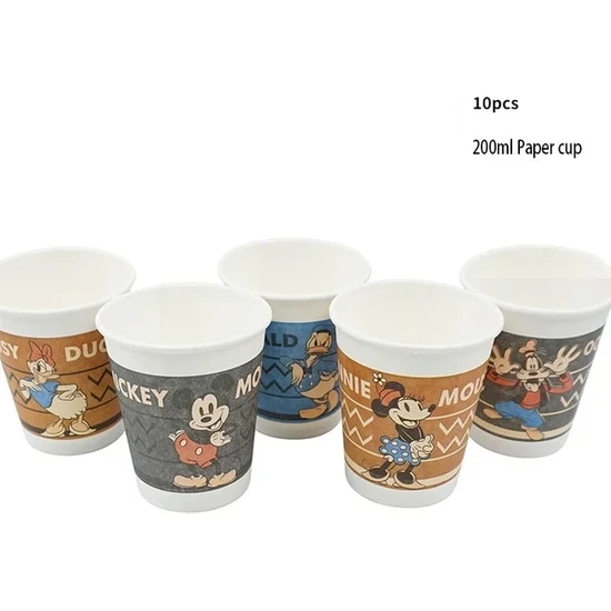 Kağıt Bardak 10 Adet Disney Minnie Mouse Tema Tek Kullanımlık Kağıt Tabak Bardak Saman Masa Örtüsü Parti Malzemeleri Kız Doğum Günü Süslemeleri Bebek Duş (Yurt Dışından)