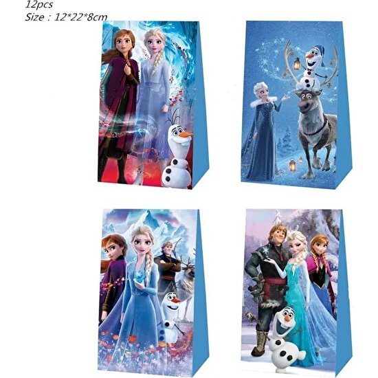 Şeker Çantası 12 Adet Yeni Disney Elsa Anna Dondurulmuş 2 Parti Malzemeleri Kağıt Bardak Kağıt Tabaklar Masa Örtüsü Çocuk Kız Kar Kraliçesi Doğum Günü Partisi Dekor Setleri (Yurt Dışından)