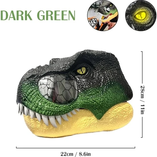 Yeşil Parlayan Cadılar Bayramı Elektrikli Dinozor Maskesi Simülasyon Tyrannosaurus LED Gözler ve Kükreme Yüz Maskesi Kask Çocuklar Için Jurassic Hayvan Modeli Boys (Yurt Dışından)