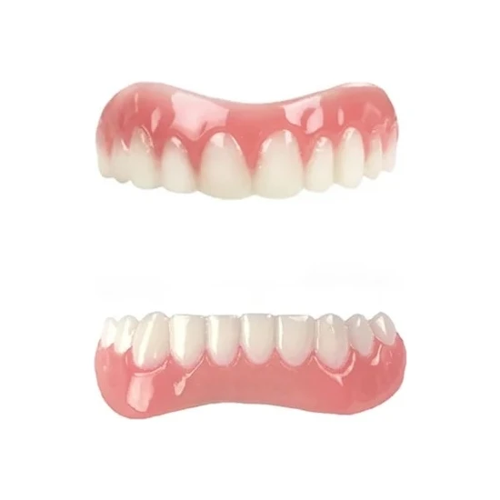 Üst Alt Set 2 9 Stil Ekstra Ince Geçmeli Sahte Parlak Beyaz Diş Kaplamaları Silikon Yumuşak Güvenli Gülümseme Yapışkanlı Protez Gizleme Gölge Parantez (Yurt Dışından)