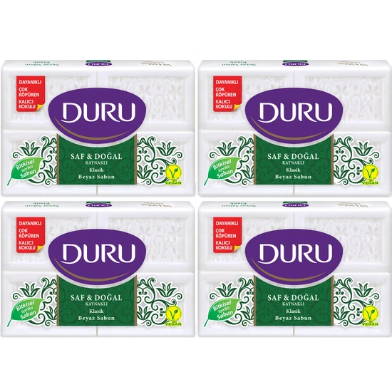 Duru Saf & Doğal Kaynaklı Klasik 16 Adet Beyaz Kalıp Sabun 4x600gr